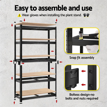 Giantz Garage Shelving 1.6X0.8m Warehouse Shelves Storage Rack Pallet Racking Black 9
