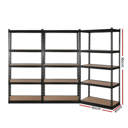 Giantz 3x1.8M Garage Shelving Warehouse Rack Pallet Racking Storage Shelve Black 2