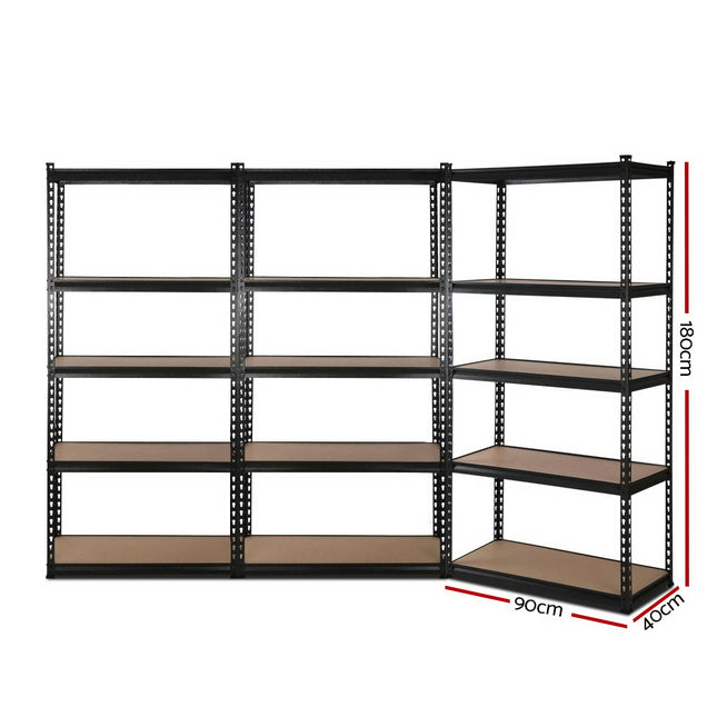 Giantz 3x1.8M Garage Shelving Warehouse Rack Pallet Racking Storage Shelve Black 2