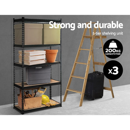 Giantz 3x1.8M Garage Shelving Warehouse Rack Pallet Racking Storage Shelve Black 3