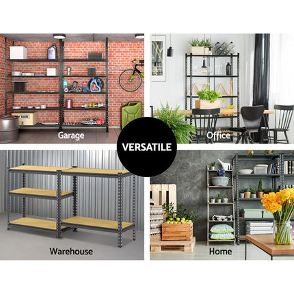 3x1.8M 5-Shelves Steel Warehouse Shelving Racking Garage Storage Rack Grey 6