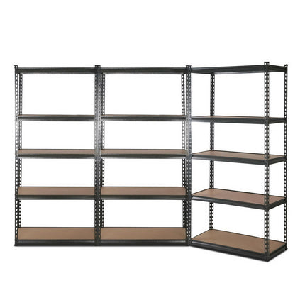 3x1.8M 5-Shelves Steel Warehouse Shelving Racking Garage Storage Rack Grey 7