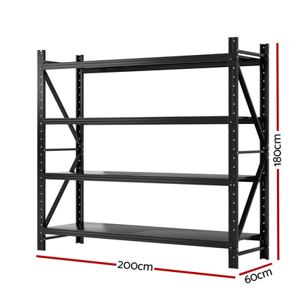 Giantz 2Mx1.8M Garage Shelving Warehouse Rack Pallet Racking Storage Shelf Black 2
