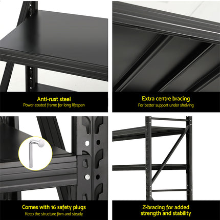 Giantz 2Mx1.8M Garage Shelving Warehouse Rack Pallet Racking Storage Shelf Black 6