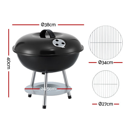 Grillz Charcoal BBQ Grill Portable with Lid for Camping Outdoor 2