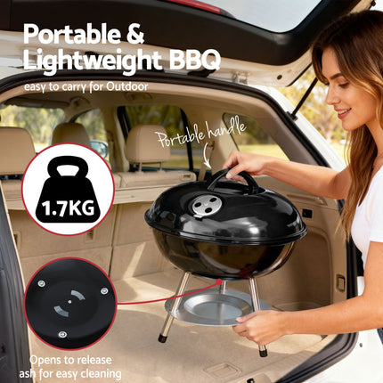 Grillz Charcoal BBQ Grill Portable with Lid for Camping Outdoor 6