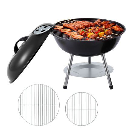 Grillz Charcoal BBQ Grill Portable with Lid for Camping Outdoor 7