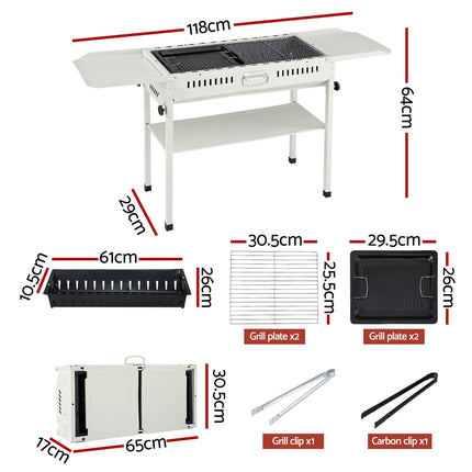 Grillz Portable BBQ Grill w/ Stainless Steel Racks & Pans for Outdoor 3