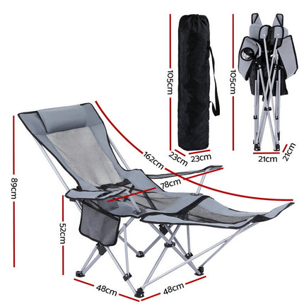 Weisshorn Camping Chair Adjustable Reclining Portable Outdoor Folding Chair Grey 3