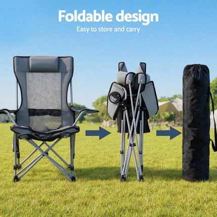 Weisshorn Camping Chair Adjustable Reclining Portable Outdoor Folding Chair Grey 5