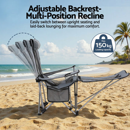 Weisshorn Camping Chair Adjustable Reclining Portable Outdoor Folding Chair Grey 6