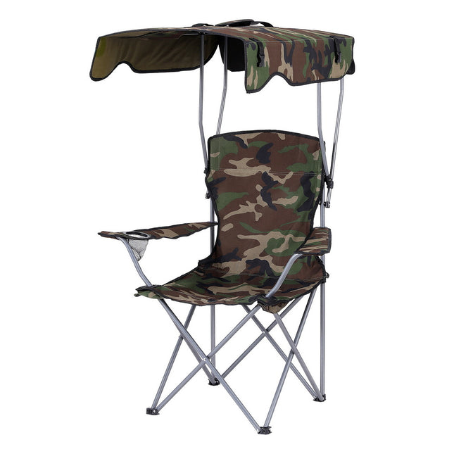 Weisshorn Camping Chair With Canopy Folding Outdoor Portable Seat Lightweight Beach Picnic Fishing Capacity 120KG Army Green 2