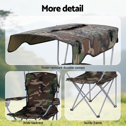 Weisshorn Camping Chair With Canopy Folding Outdoor Portable Seat Lightweight Beach Picnic Fishing Capacity 120KG Army Green 8