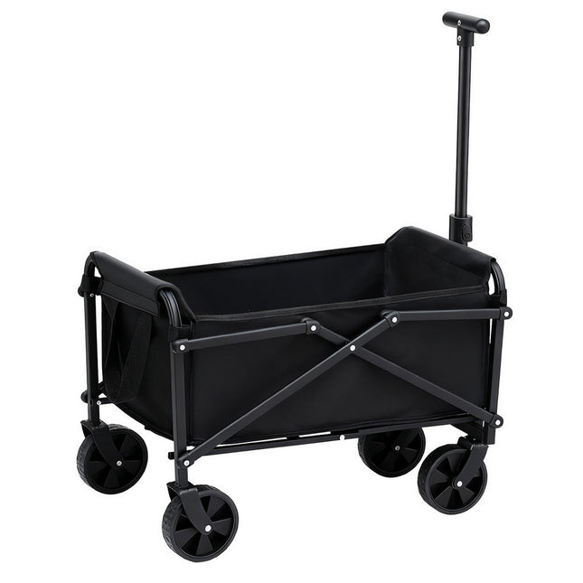 Gardeon Garden Cart Folding Trolley Camping Wagon Barrow Outdoor Beach Black 2