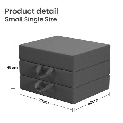 15cm Small Single BedStory 3-Fold Mattress Folding Foam Bed Washable Cover, 180x70cm 3