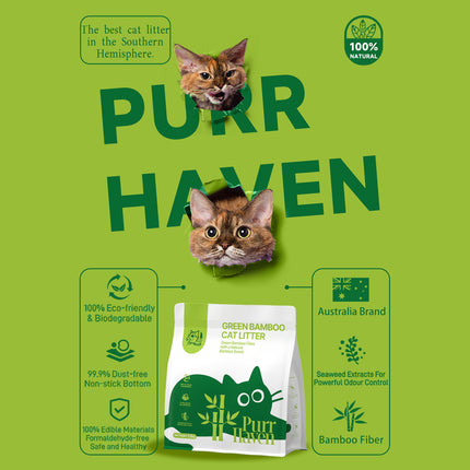 PurrHaven Bamboo Clumping Cat & Kitty Litter, 15kg (6 Pack),Dust Free,Natural Flusable,Easy to Clean,Odour Neutraliser,Rapid Liquid Absorption,Non-Toxic Formula 4