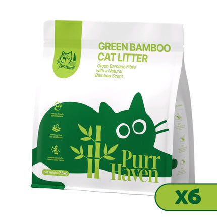 PurrHaven Bamboo Clumping Cat & Kitty Litter, 15kg (6 Pack),Dust Free,Natural Flusable,Easy to Clean,Odour Neutraliser,Rapid Liquid Absorption,Non-Toxic Formula 7