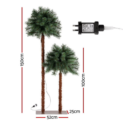 Jingle Jollys Christmas Tree 1.5+1m LED Xmas Palm Tree Party Decorations 2 in 1 2