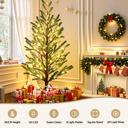 Jingle Jollys Christmas Tree 1.8M Pre-lit LED Xmas Tree 8 Modes Party Decoration 3