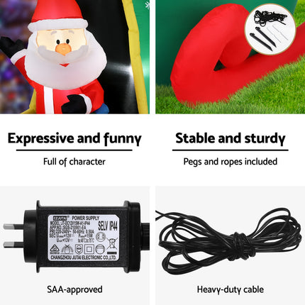 Jingle Jollys Christmas Inflatable Santa in Helicopter 2.55M Height LED Illuminated Decorations 6