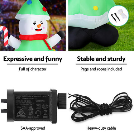 Jingle Jollys Christmas Inflatable Snowman Tree 2.75M Height LED Decorations Illuminated 6