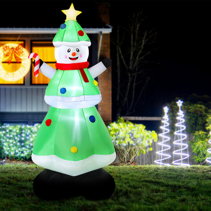 Jingle Jollys Christmas Inflatable Snowman Tree 2.75M Height LED Decorations Illuminated 7