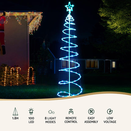 Jingle Jollys Christmas Tree 1.8m 100 RGB LED Rope Lights Xmas Trees Decoration 4