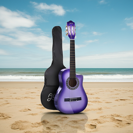 Alpha 34 Inch Classical Guitar Wooden Body Nylon String Beginner Kids Gift Purple