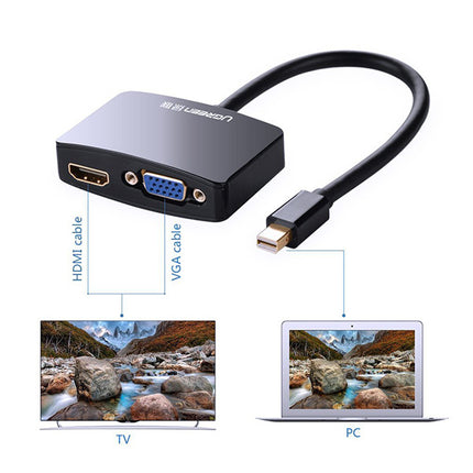 UGreen 4K Mini DisplayPort to HDMI / VGA Adapter - Black (10439) 2