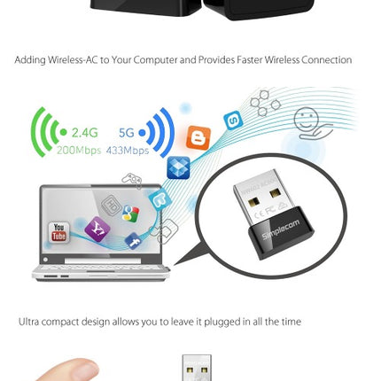 Simplecom NW602 AC600 Dual Band Nano USB WiFi Wireless Adapter 6